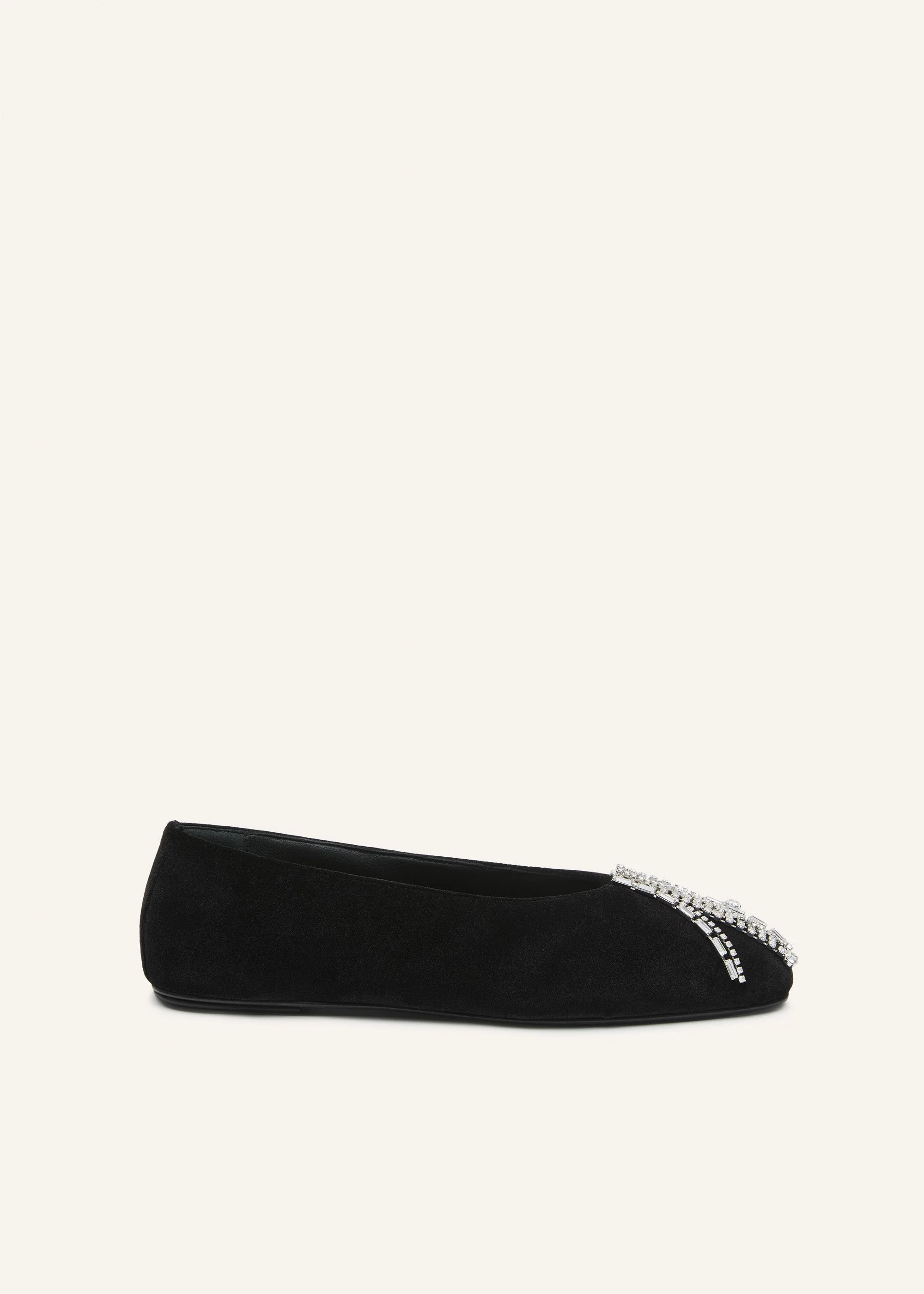 Crystal-embellished velvet flats in black - 1