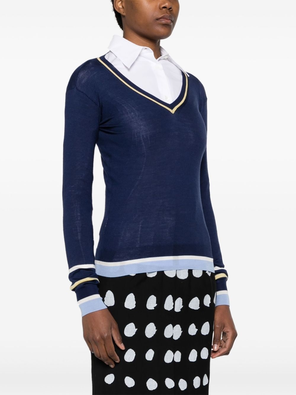 stripe-detailing fine-knitted jumper - 3