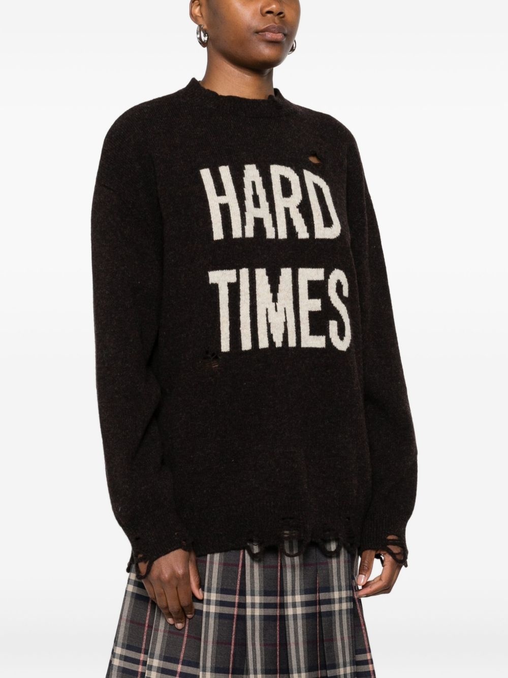 distressed crew-neck sweater - 3