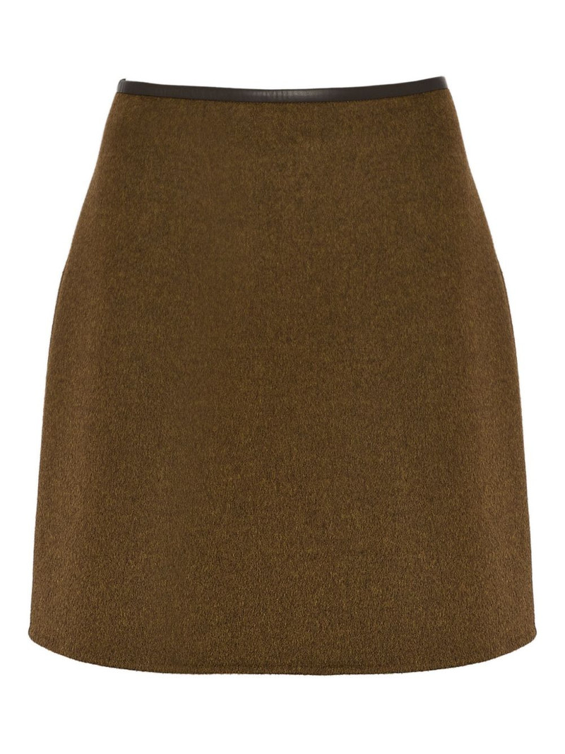 leather-trimmed wool-cashmere blend mini skirt 1