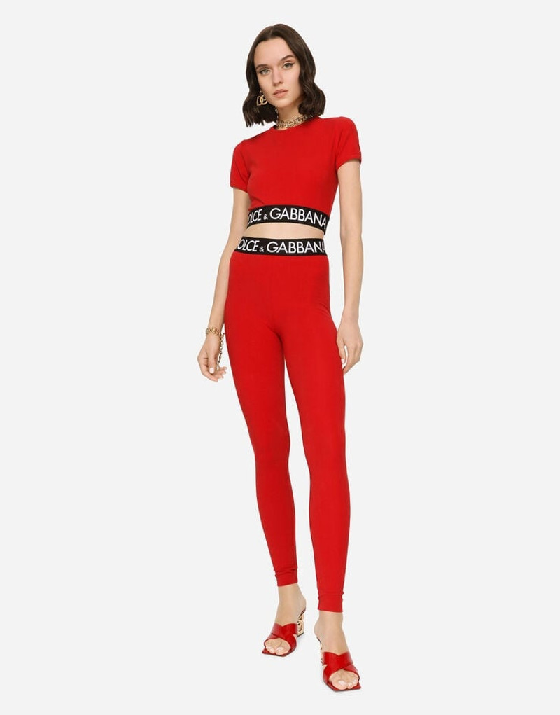 Dolce & Gabbana Jersey leggings with branded elastic outlook
