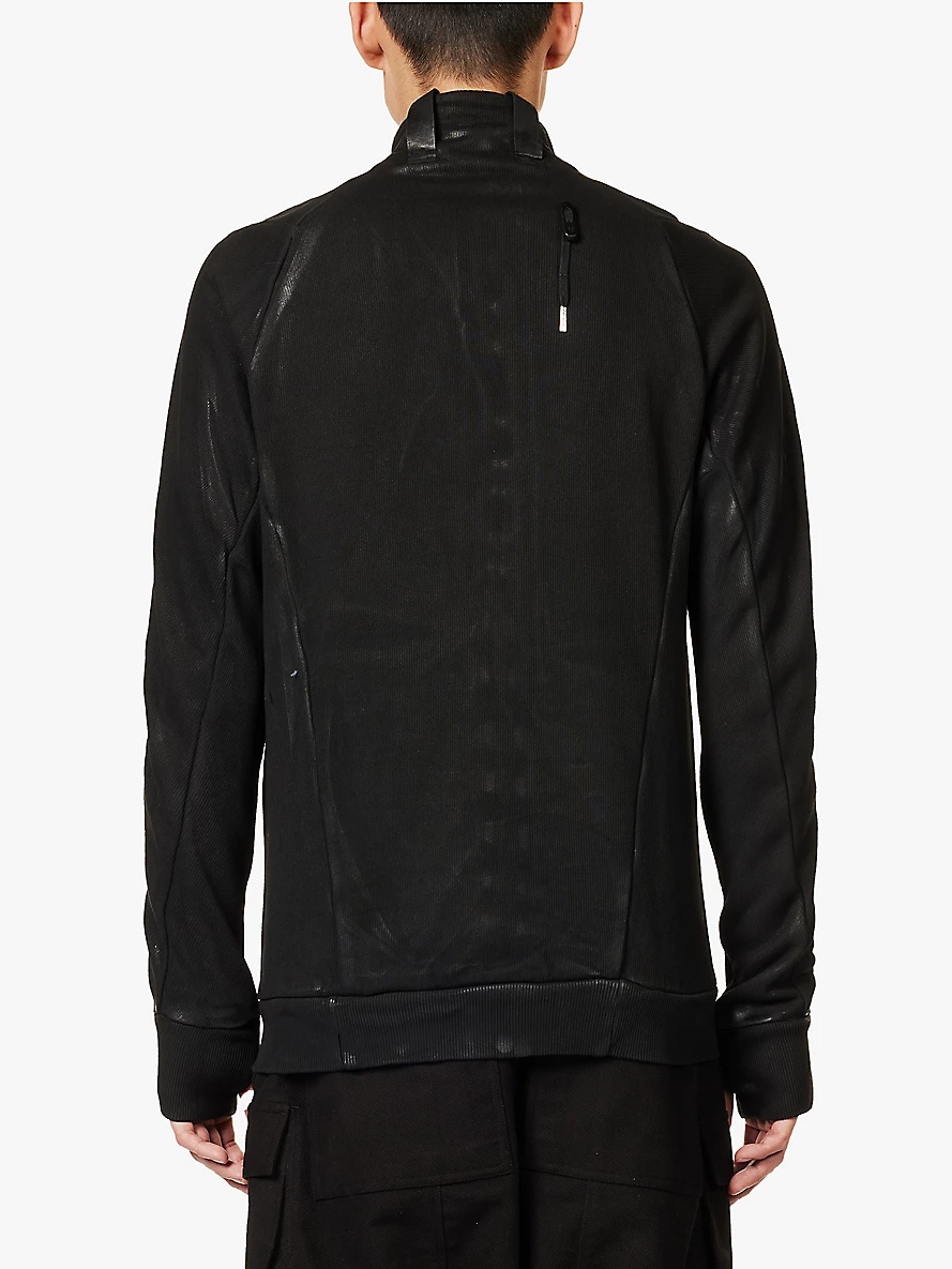 Faded-wash funnel-neck organic-cotton jacket - 4