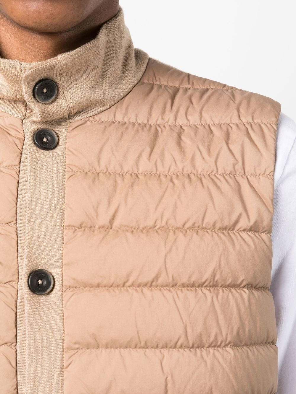 ribbed knit padded vest - 5