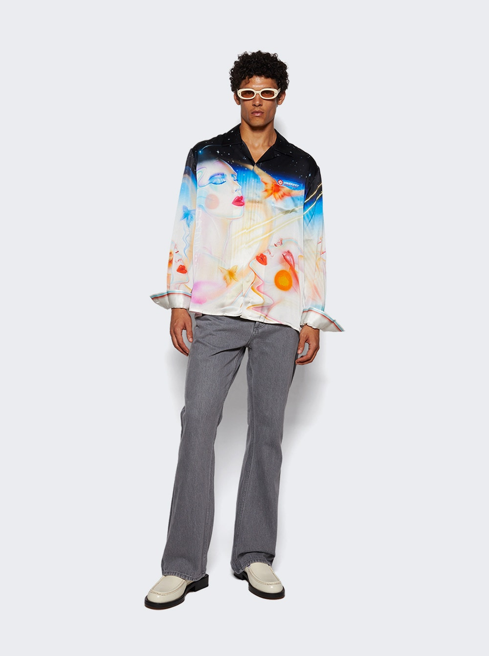 Cuban Collar Long Sleeve Shirt Galactic Connection - 5