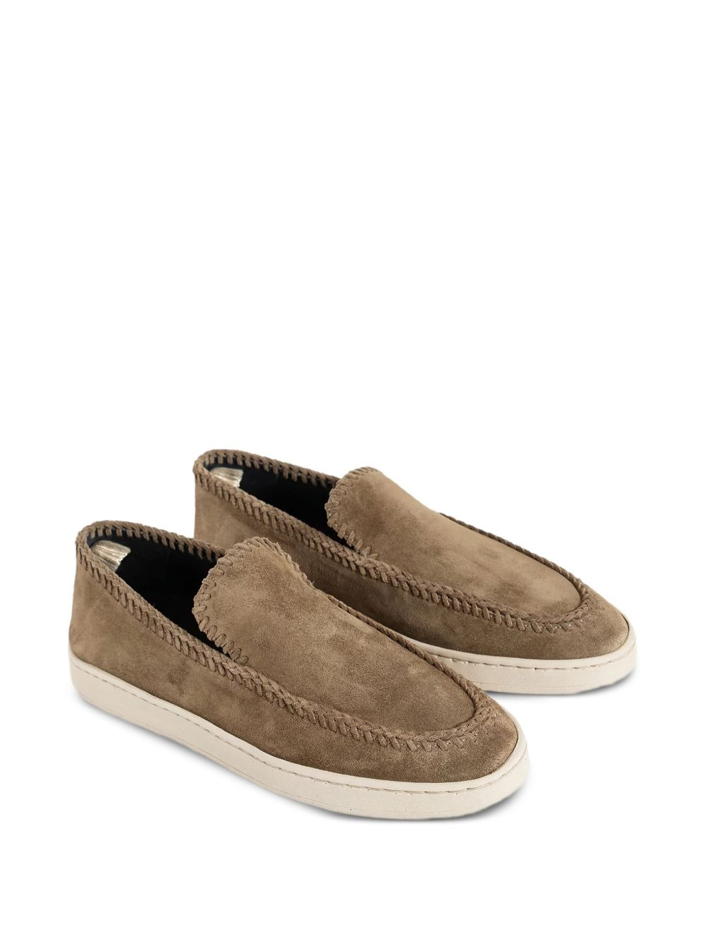 suede stitched loafers - 4