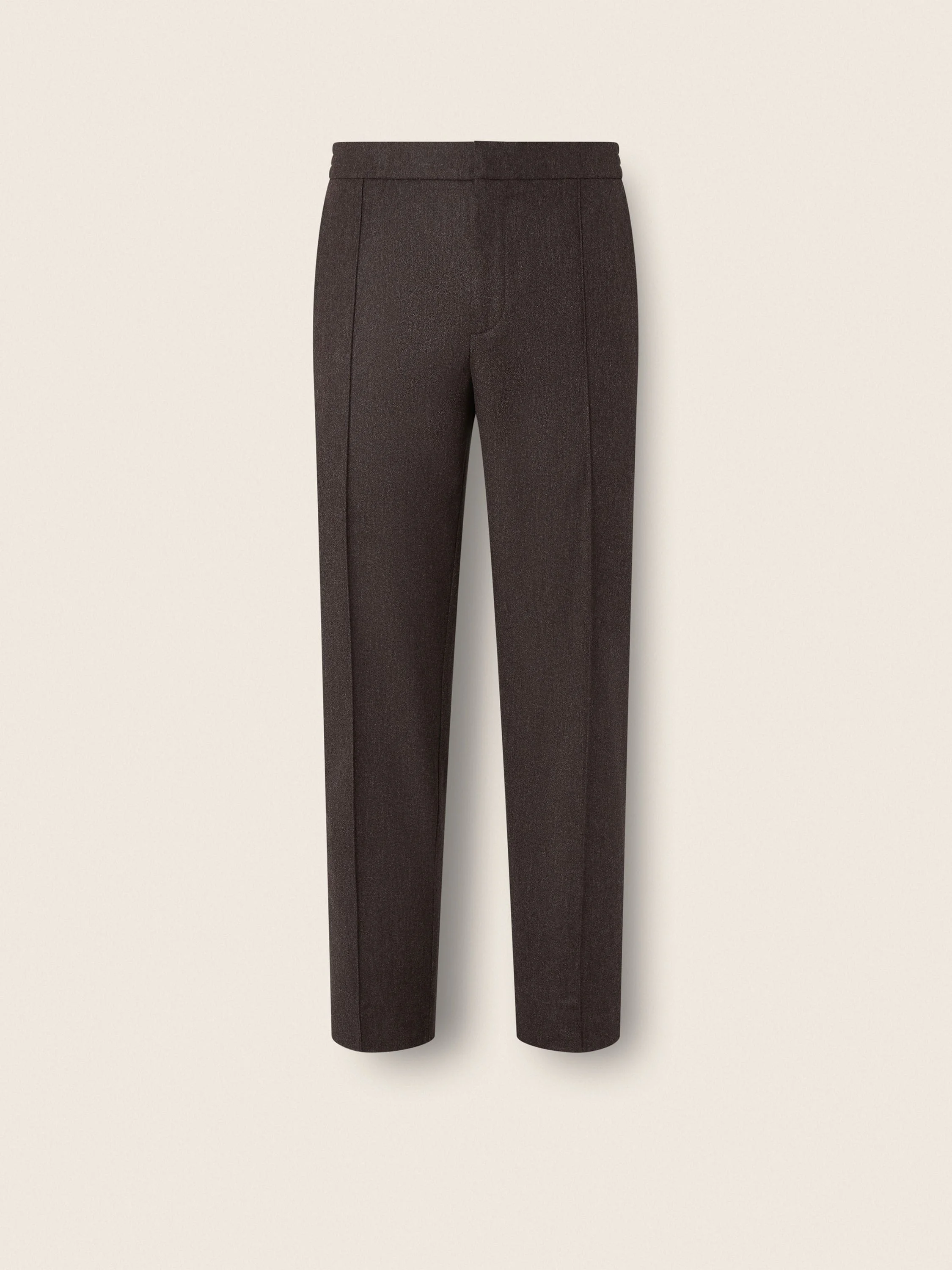 DARK BROWN WOOL SILK AND CASHMERE PANTS - 1