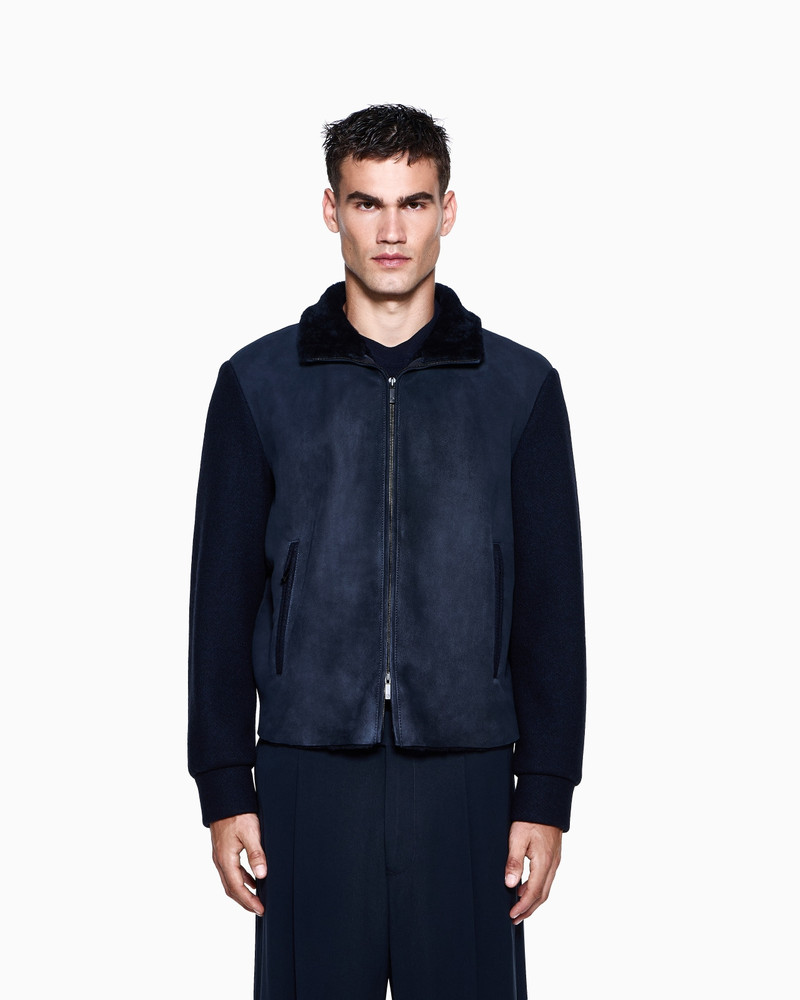 GIORGIO ARMANI LAMB SHEARLING SUEDE AND VIRGIN WOOL BLOUSON outlook