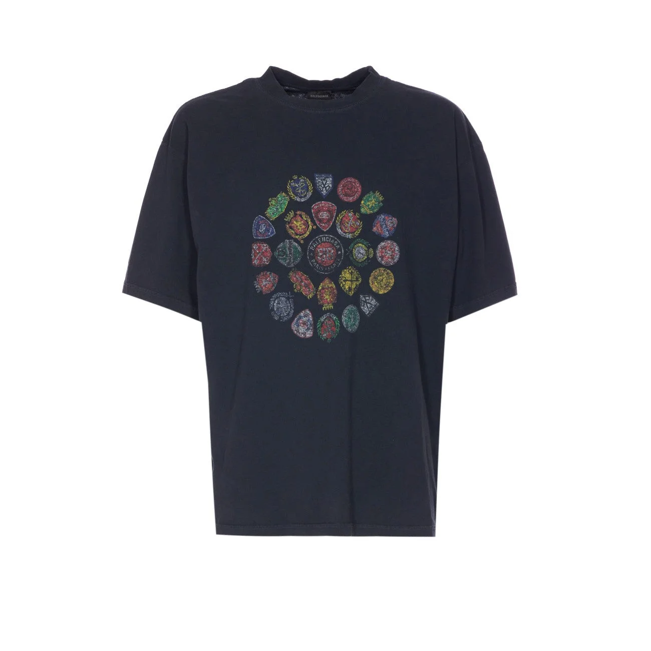 Balenciaga Men Spiral Crest Medium Fit T-Shirt - 1