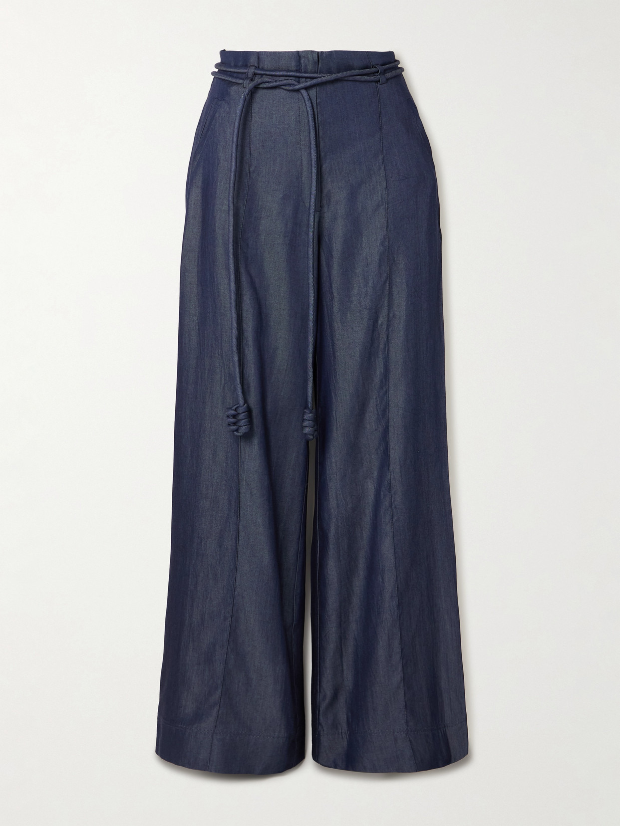 Belted Tencel Wide-leg Pants - 1