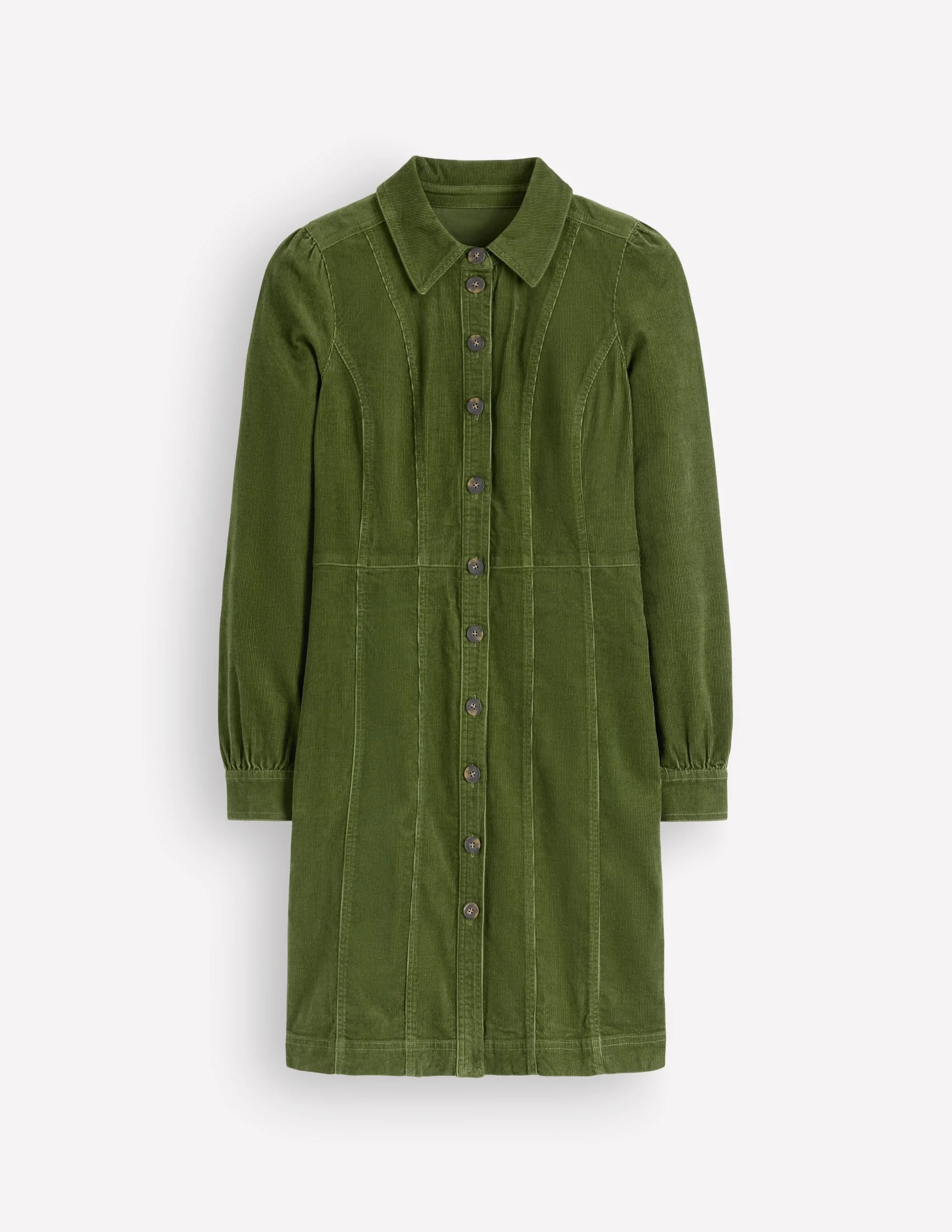 Rhoda Cord Short Dress-Forest Green - 1