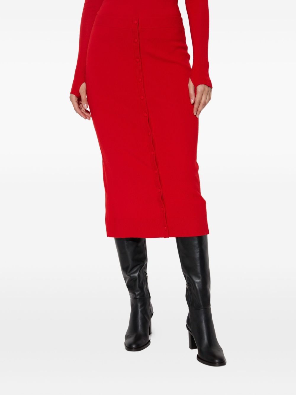button-front fitted skirt - 3