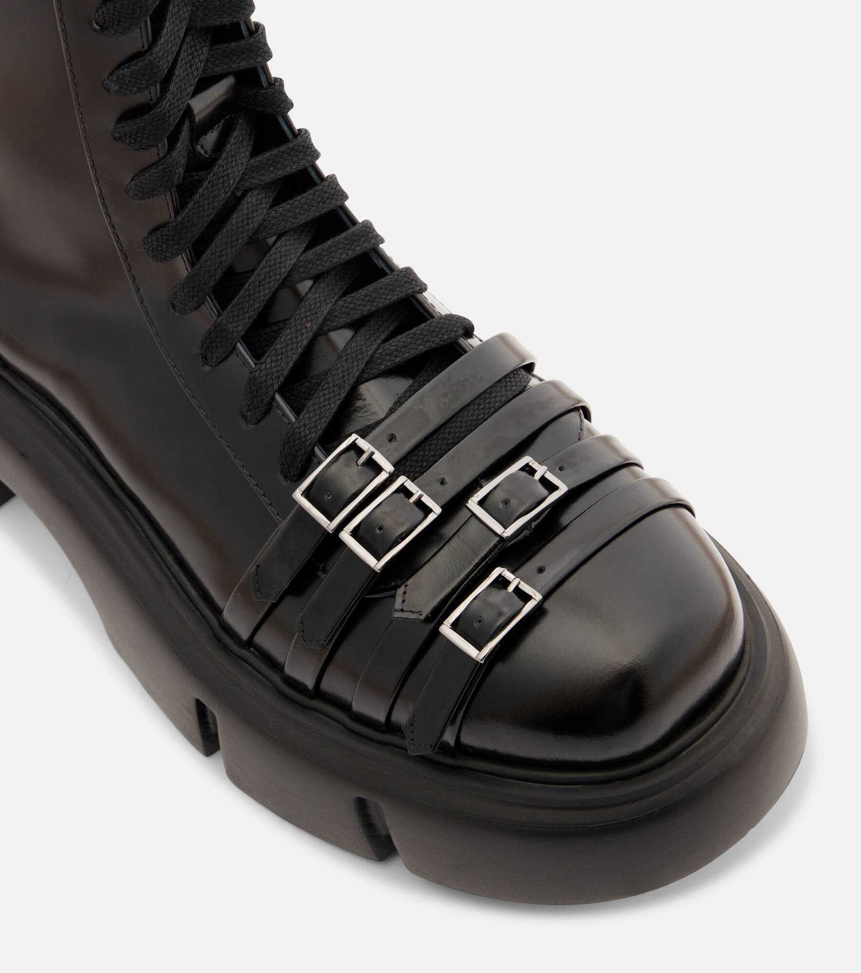 Platform leather combat boots - 5