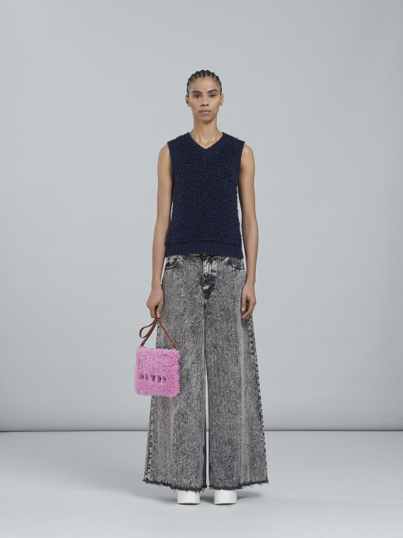 Marni PINK SHEARLING AND LEATHER POUCH outlook