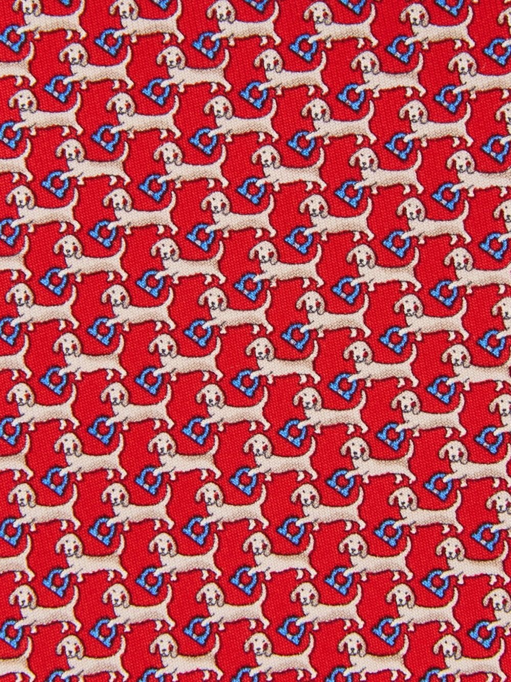 dachshund-print silk tie - 3