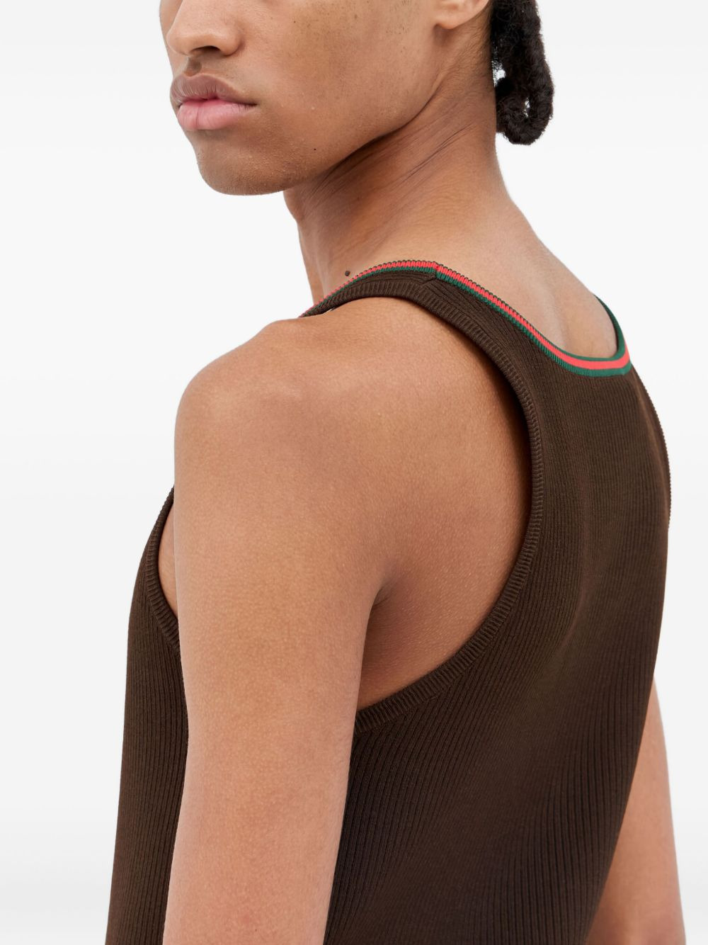 ribbed-trim scoop-neck vest - 4