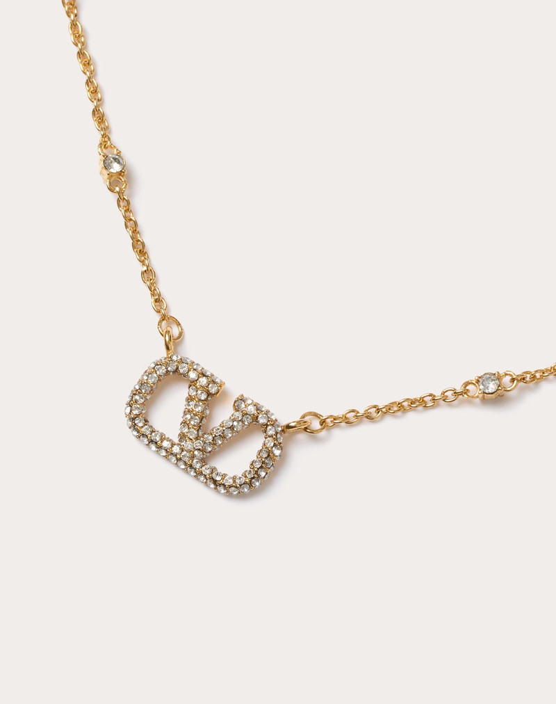Valentino VLOGO SIGNATURE METAL NECKLACE WITH SWAROVSKI® CRYSTALS AND PEARLS outlook