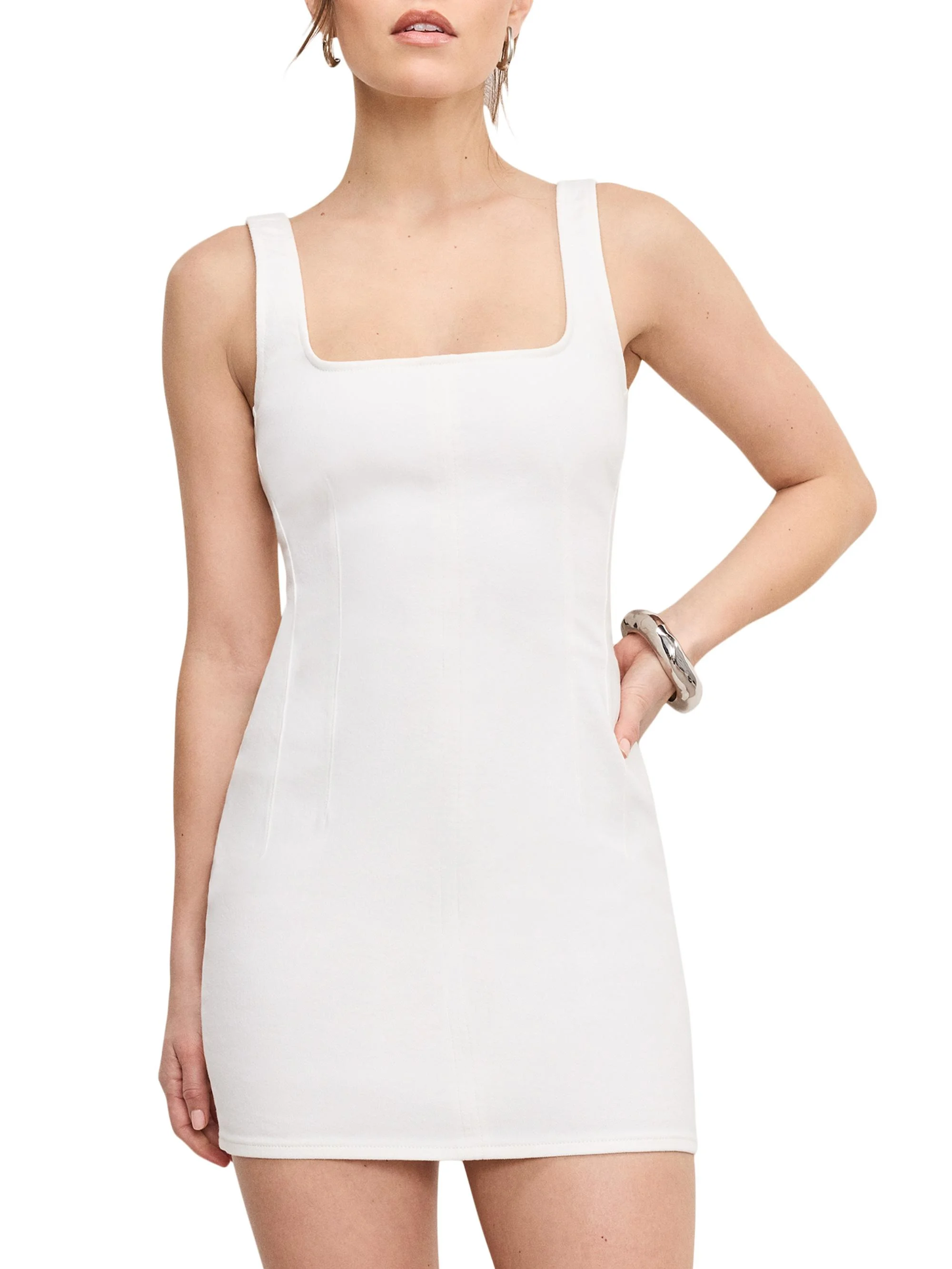 Women's Denim Shift Dress - Cloud White - 1