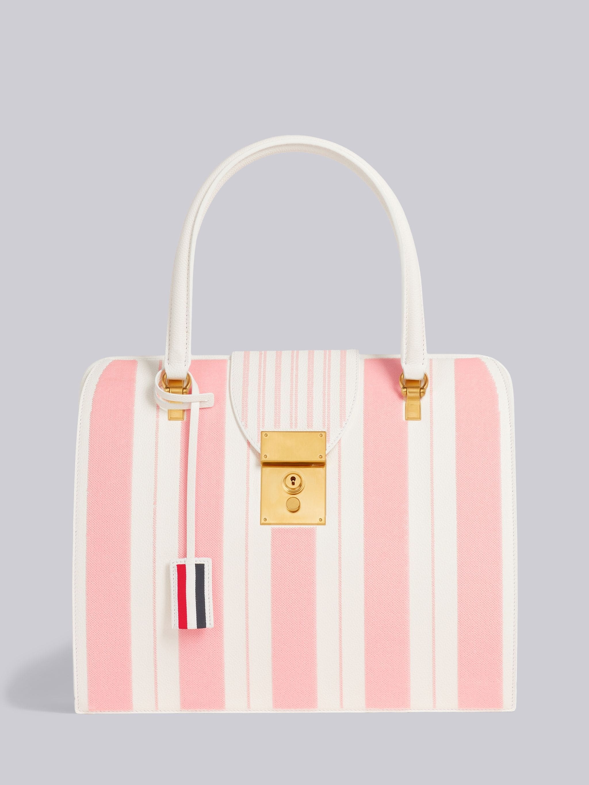 Light Pink Pebble Grain Leather Sequin Stripe Embroidery Mrs. Thom Bag - 1