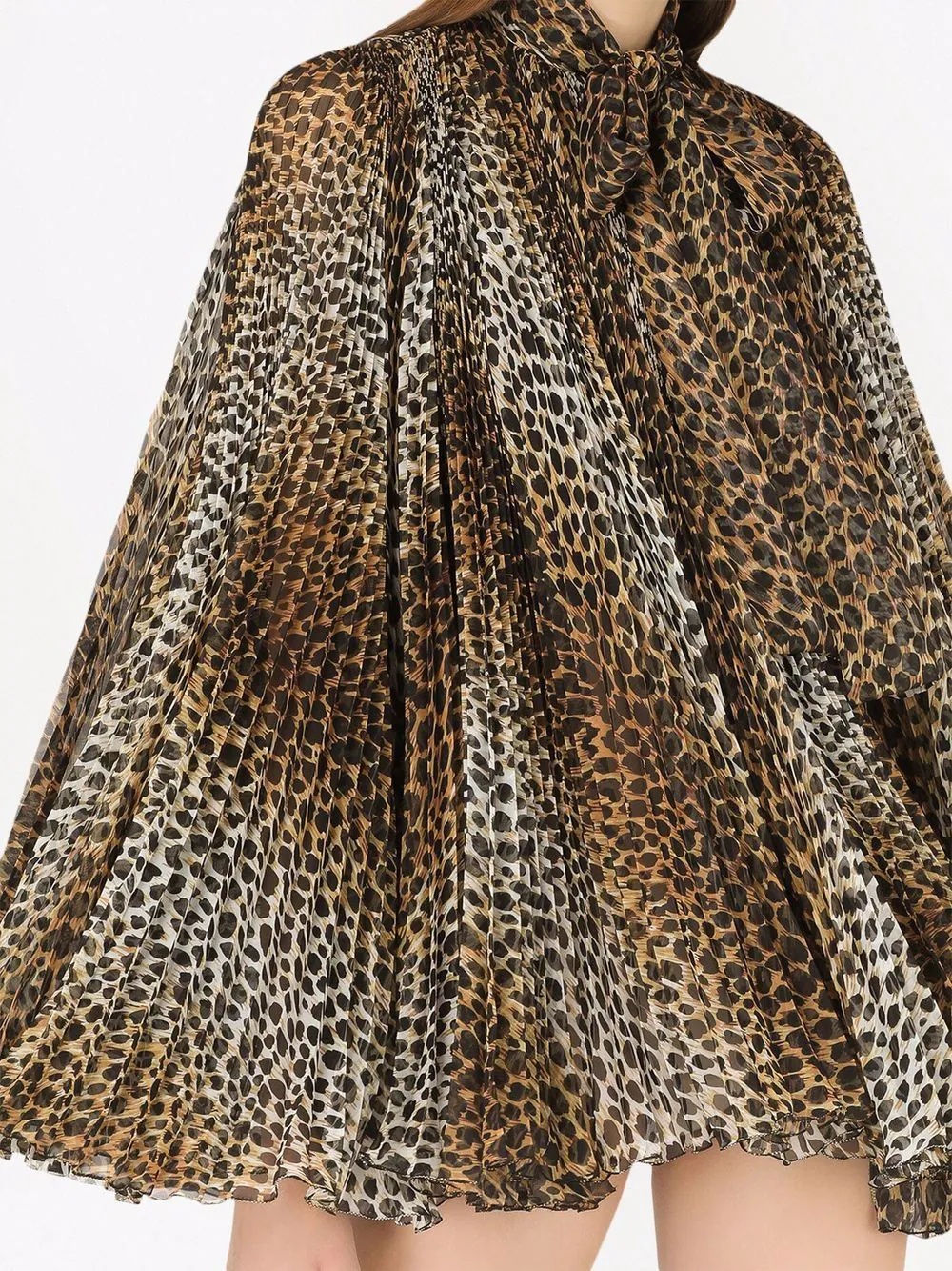 leopard print pleated mini dress - 5