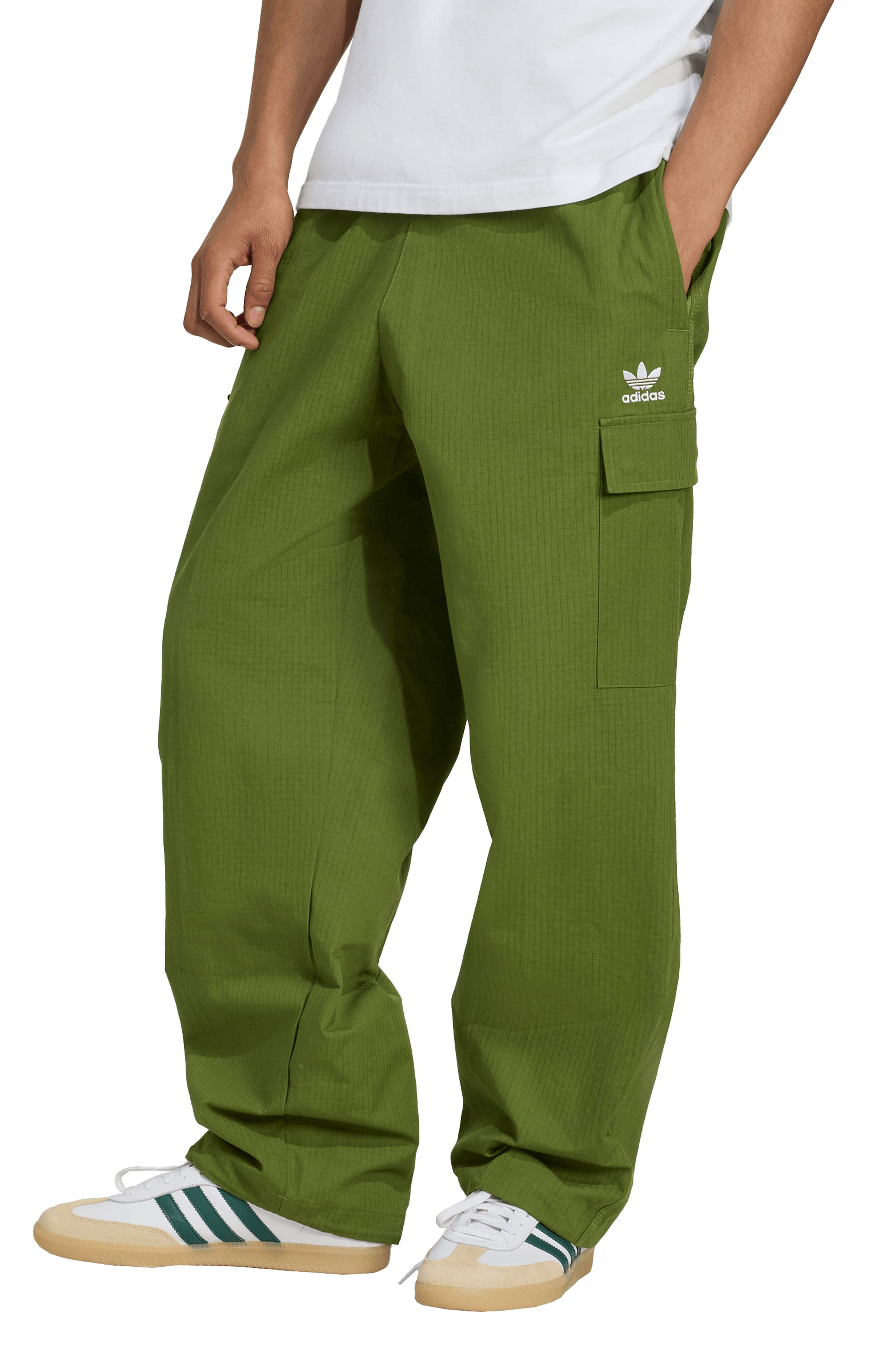 adidas Trefoil Essentials Cotton Ripstop Cargo Pants in Olive at Nordstrom - 1