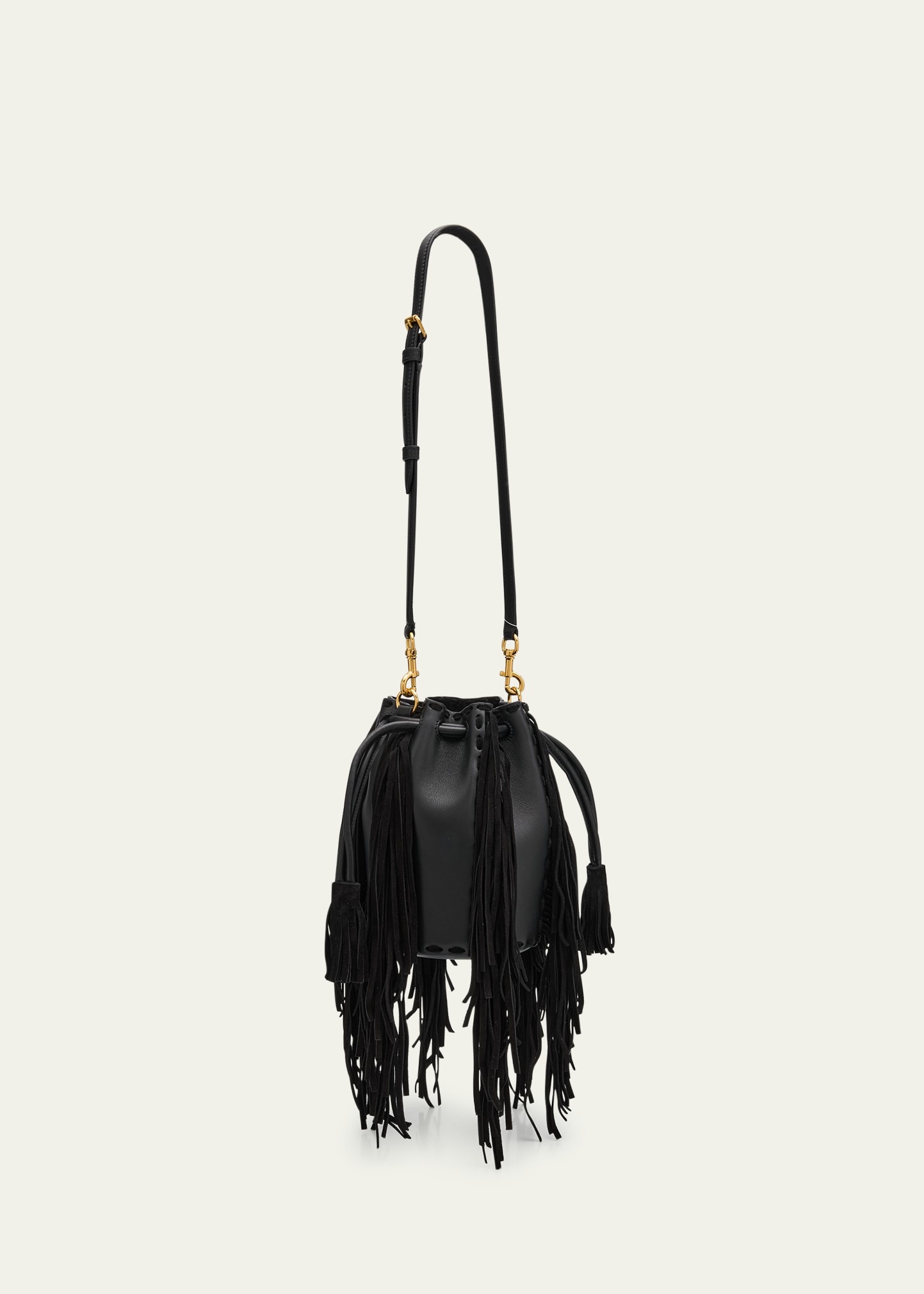 Nellcote Small Fringe Leather Bucket Bag - 3