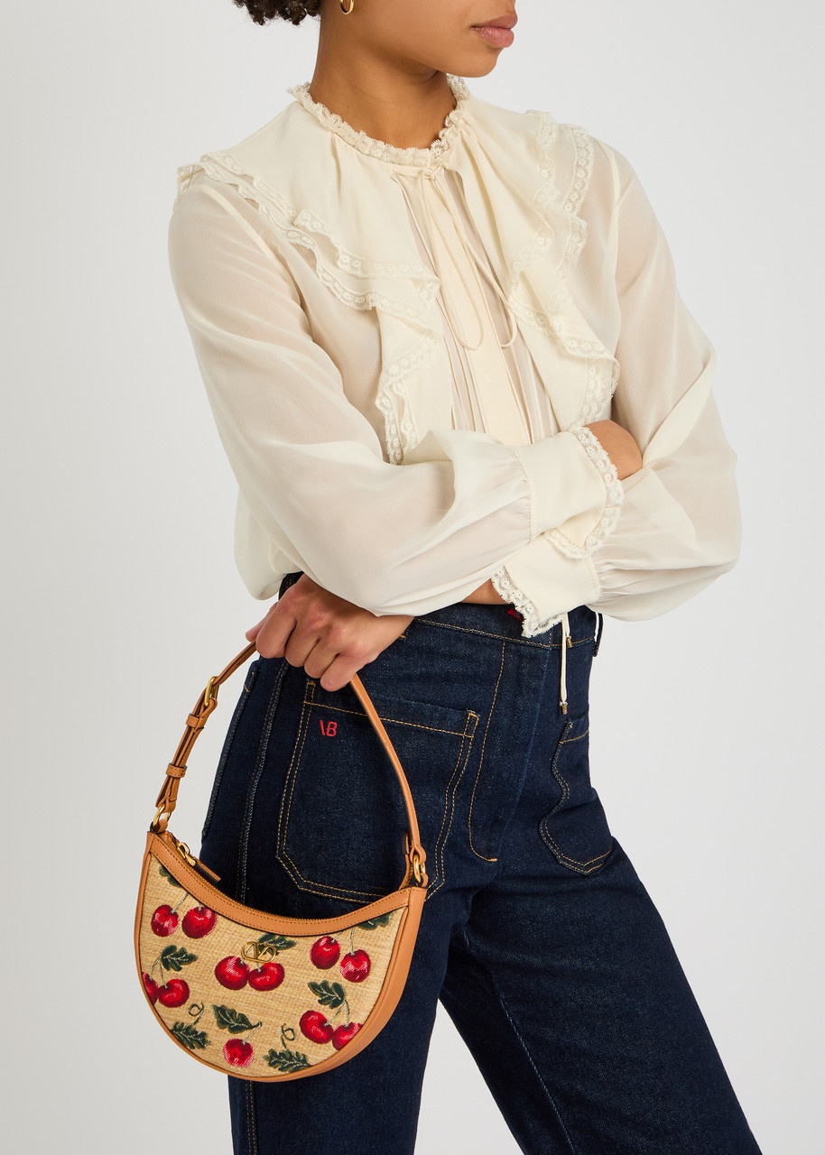 Valentino Hobo Mini Cherry-jacquard and Leather Shoulder bag - 5