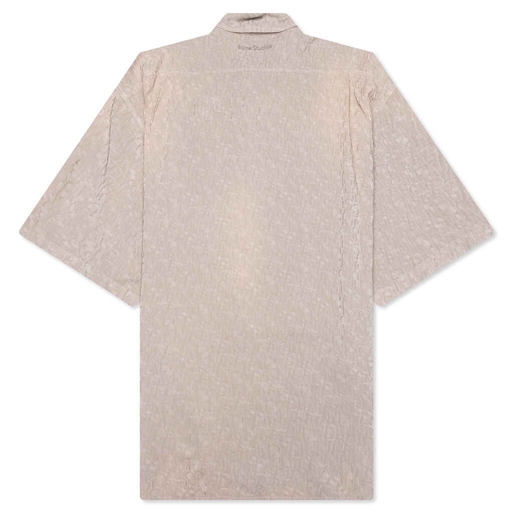 MONOGRAM BUTTON UP SHIRT - WARM GREY - 2