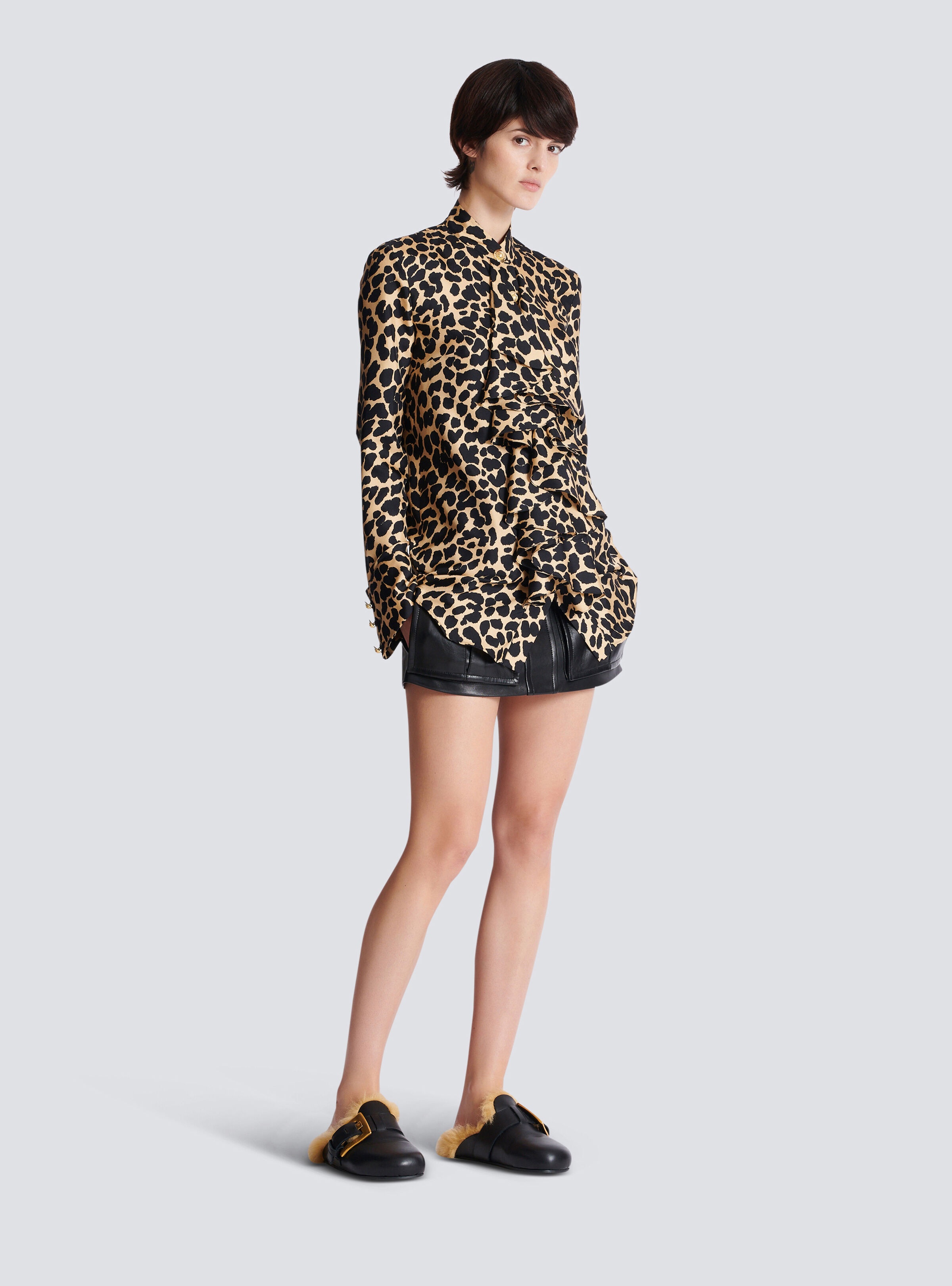 Leopard print ruffled shirt - 3