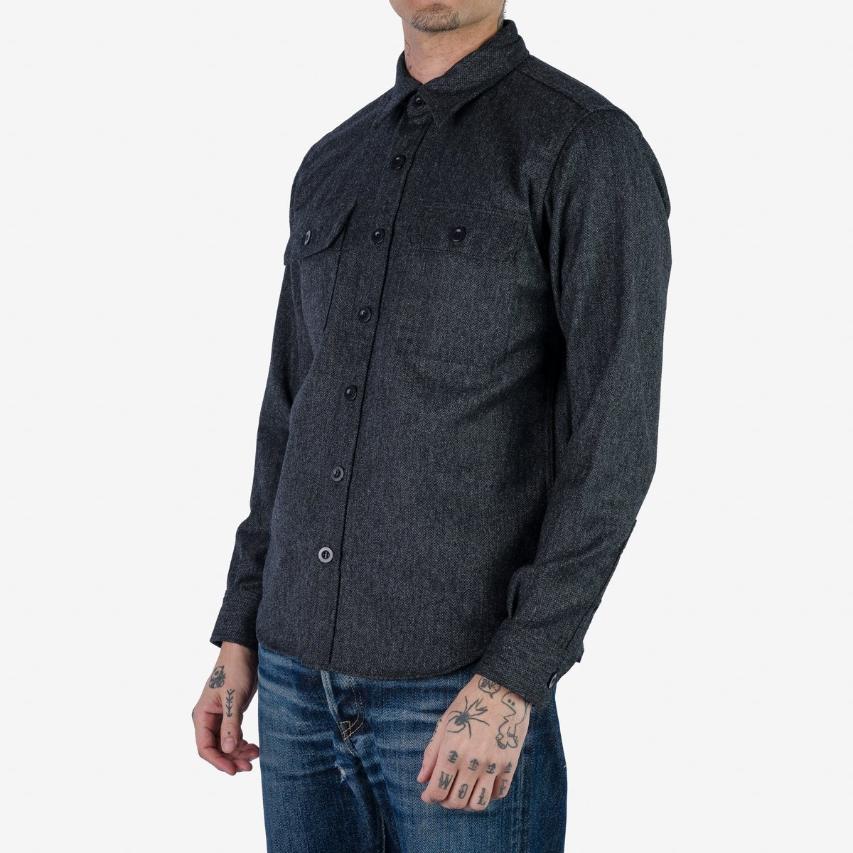 IHDR-434-ABC 14oz Fox Brothers® Arsenic Barleycorn Flannel CPO Shirt - Grey - 2