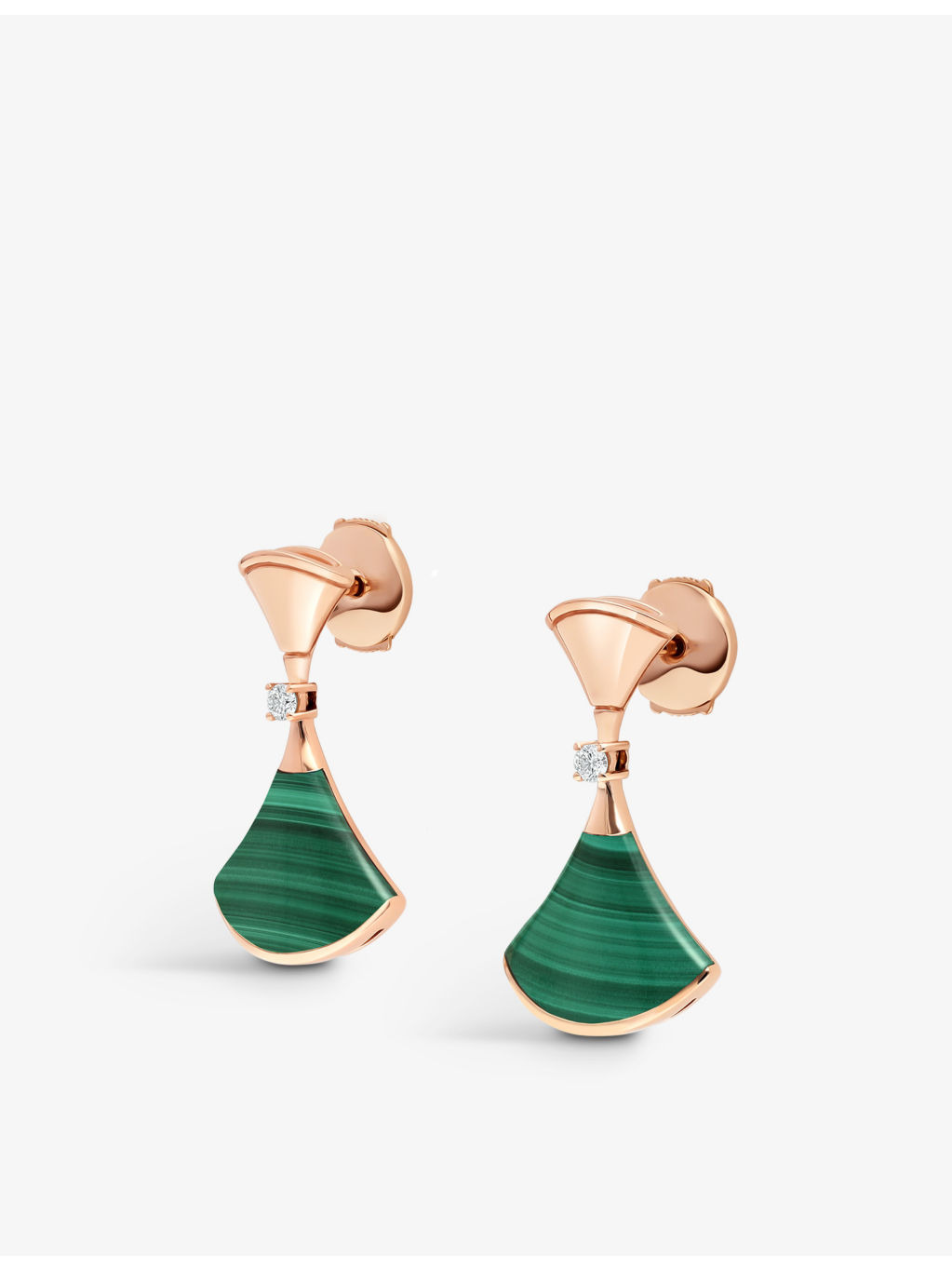 Divas' Dream 18ct rose-gold, 0.07ct diamond and malachite earrings - 3