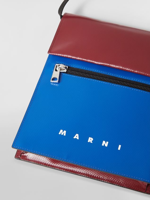BI-COLOURED BLUE AND BORDEAUX PVC TRIBECA BAG - 4
