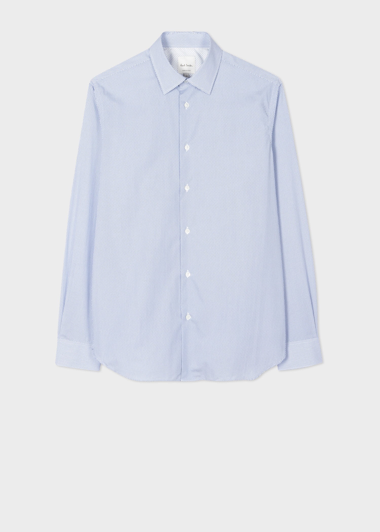 Blue 'Micro Dot' Print Cotton Shirt - 1