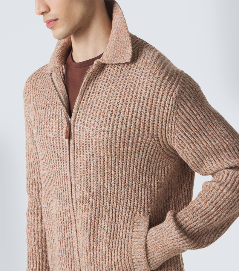 Cotton mouliné zip-up cardigan 5