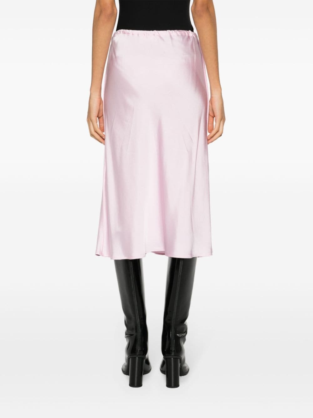 elasticated-waist flared midi skirt - 4