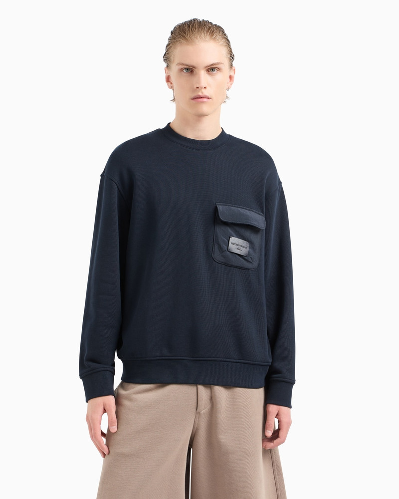 FRENCH TERRY JERSEY SWEATSHIRT WITH PADDED POCKET AND LOGO PATCH 2