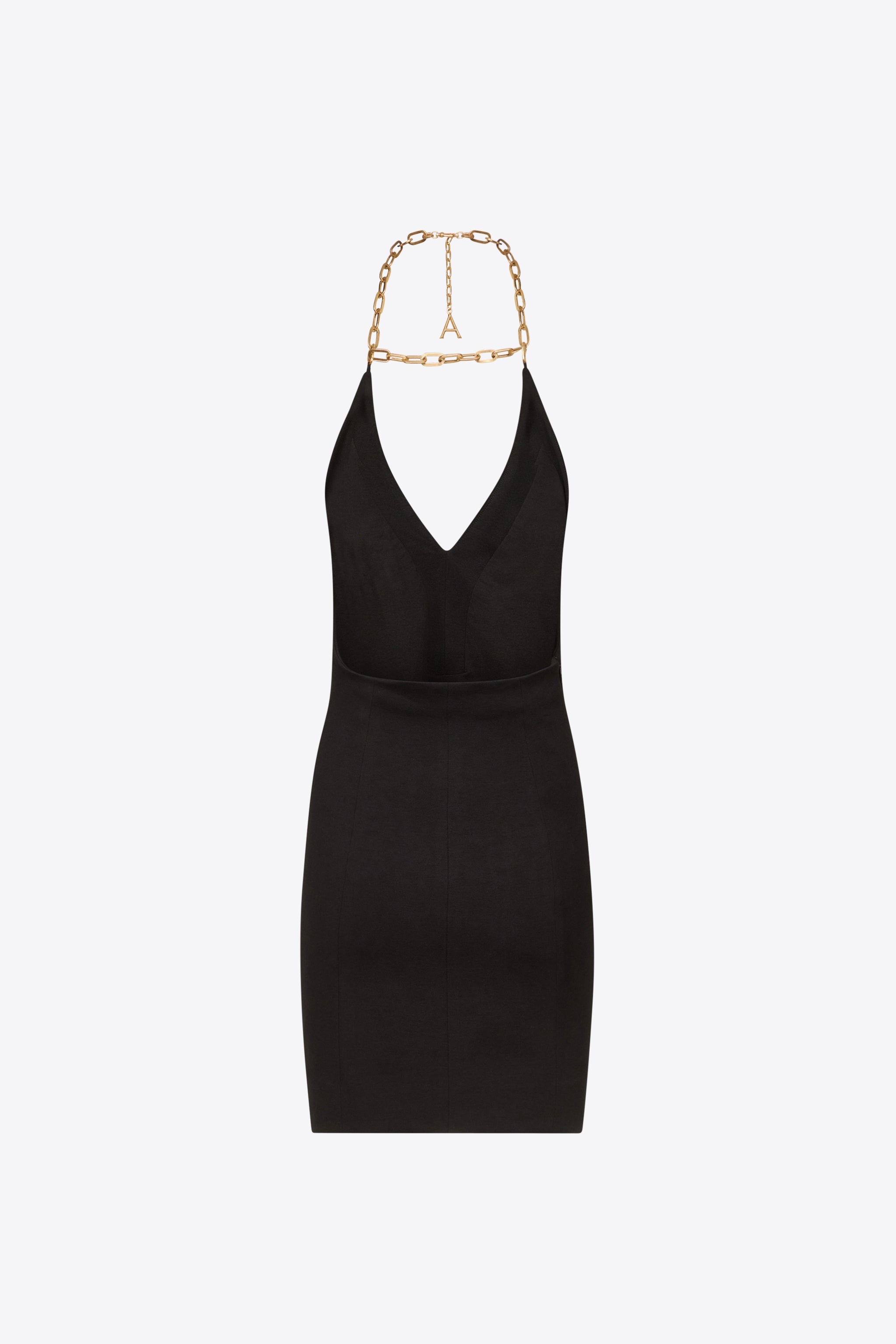 CHAIN PLATE HALTER MINI DRESS - 2