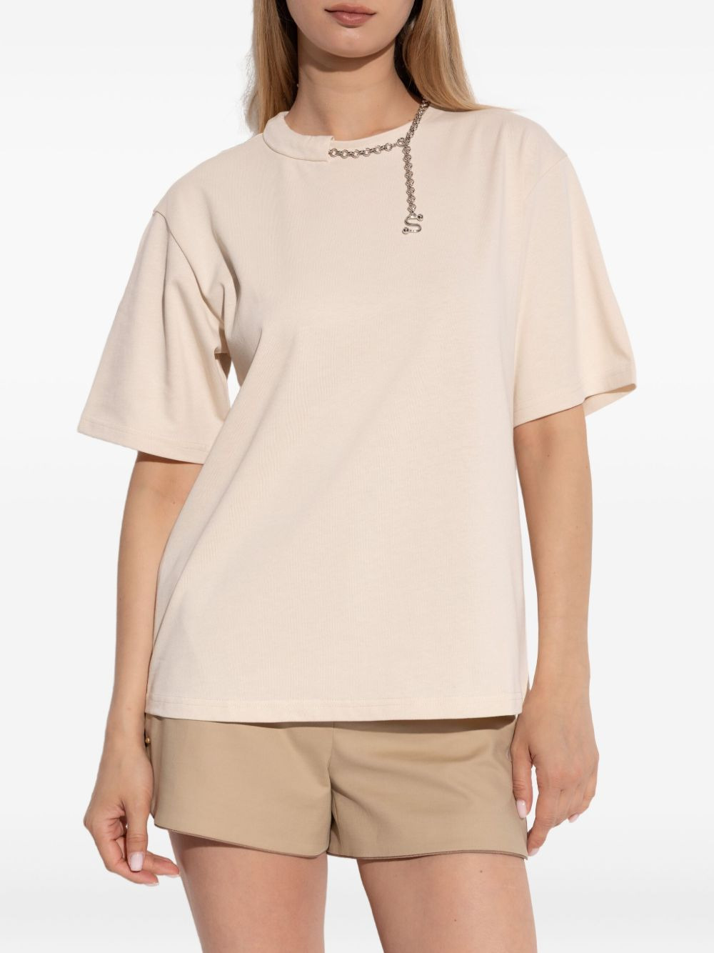 chain-embellished cotton T-shirt - 3