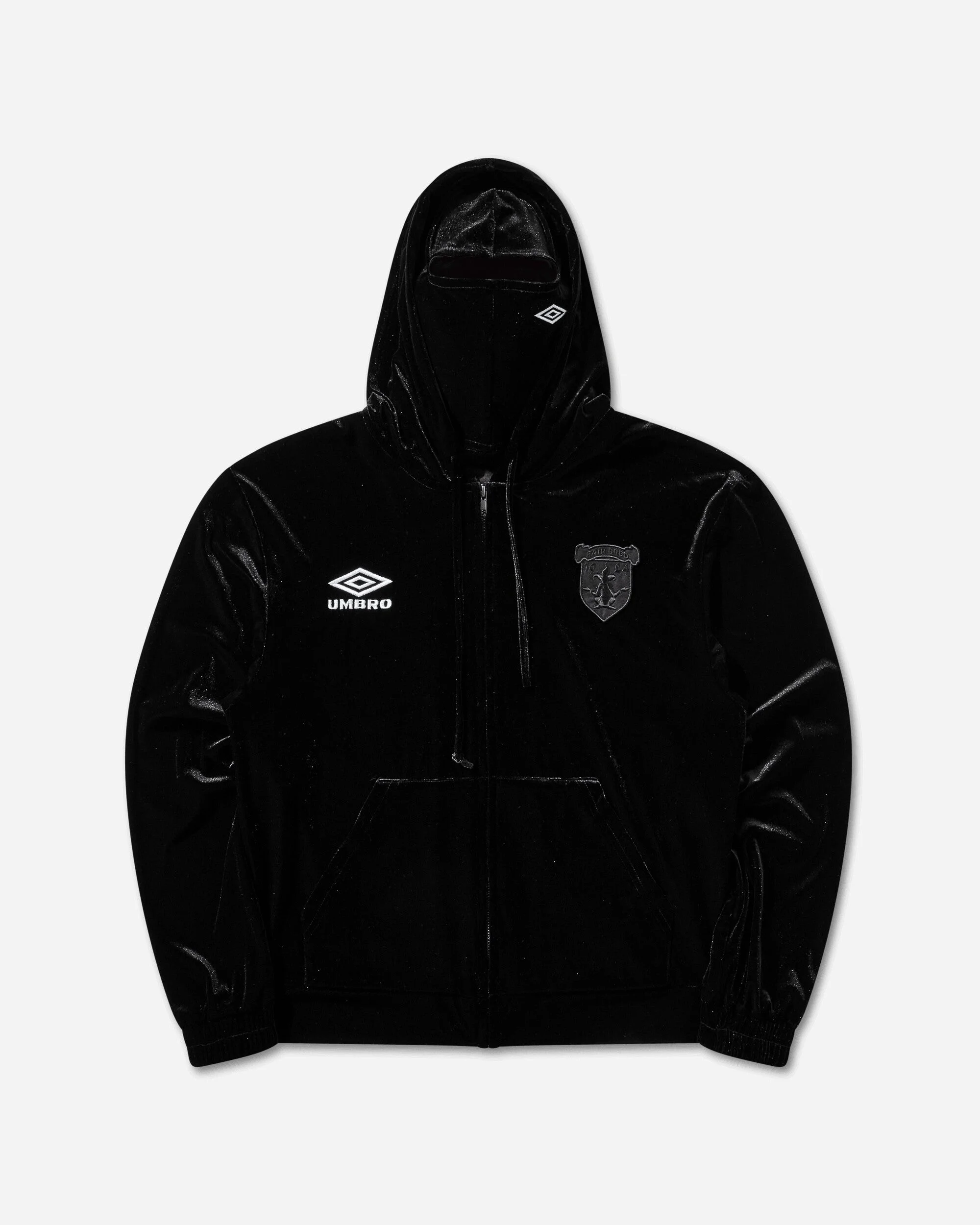 Velvet Masked Zip Hoodie Black - 1