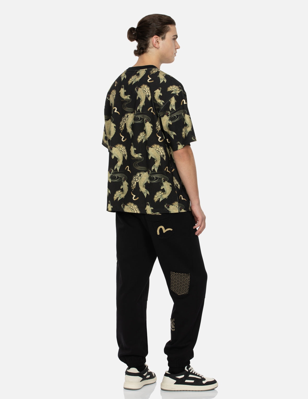 Multi Pocket and Logo Print Loose Fit Sweatpants - 3