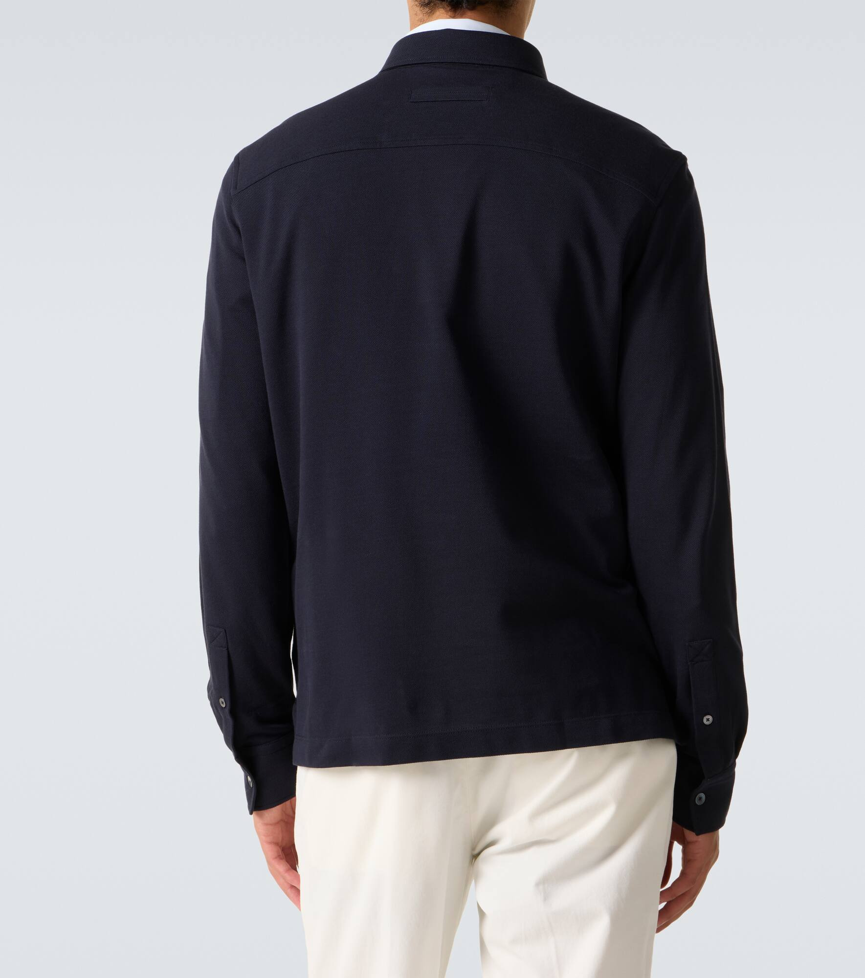 Cotton piqué polo sweater - 4