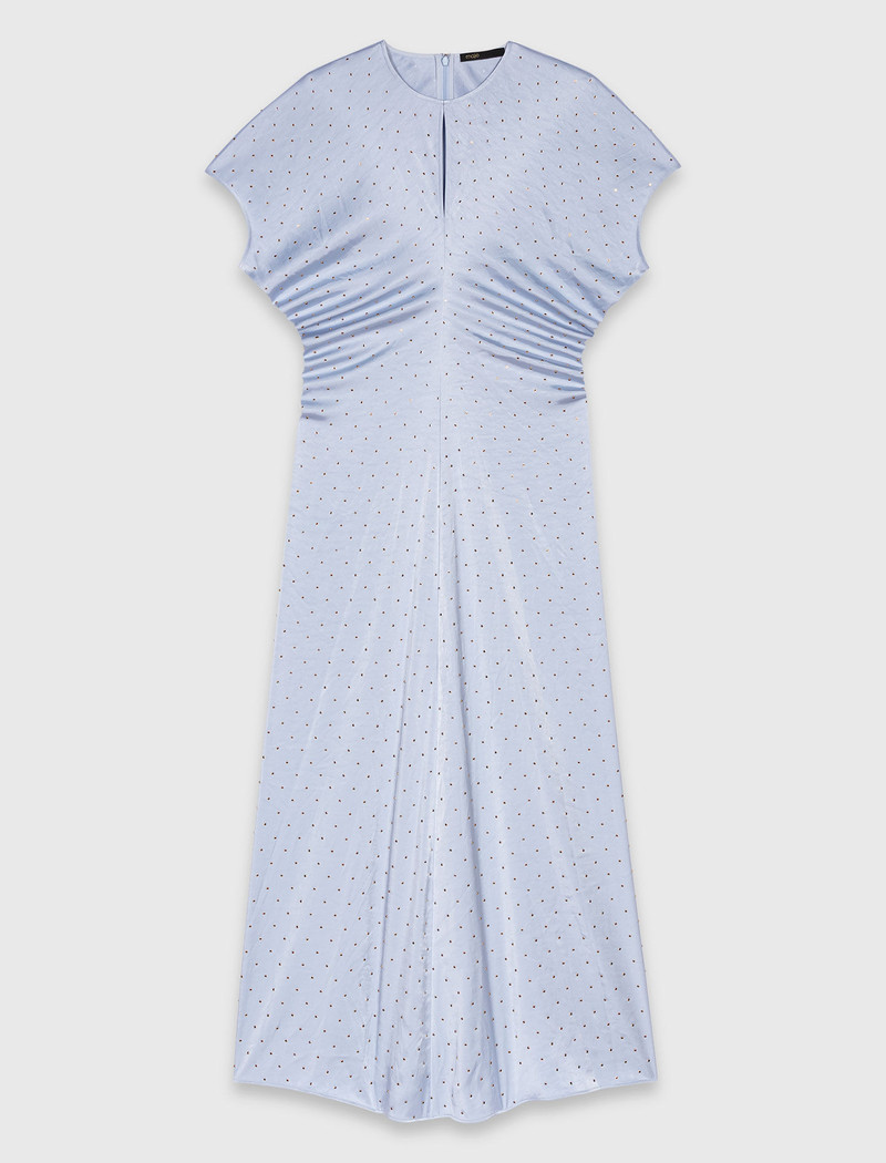 Robe maxi en satin, taille plissée 1