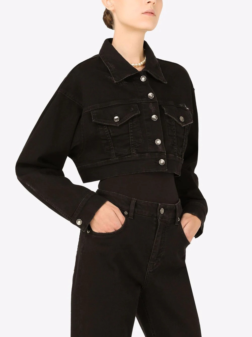 cropped denim jacket - 5