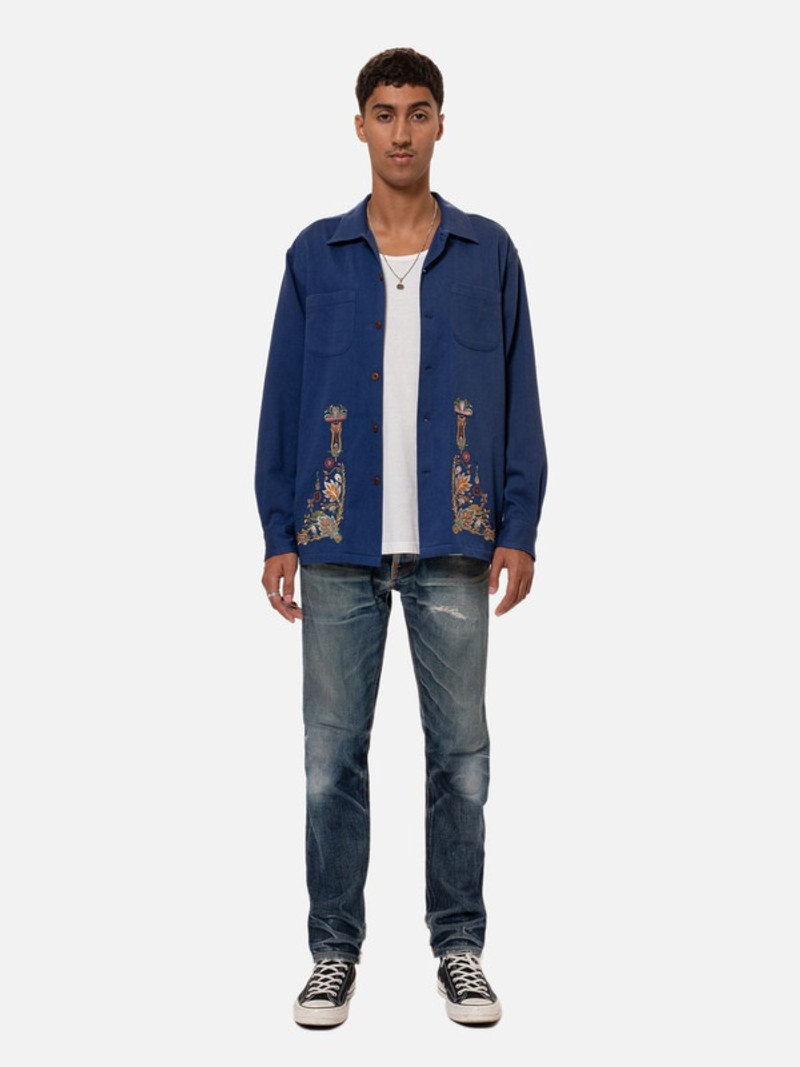 Nudie Jeans Vincent Shirt Floral French Blue outlook