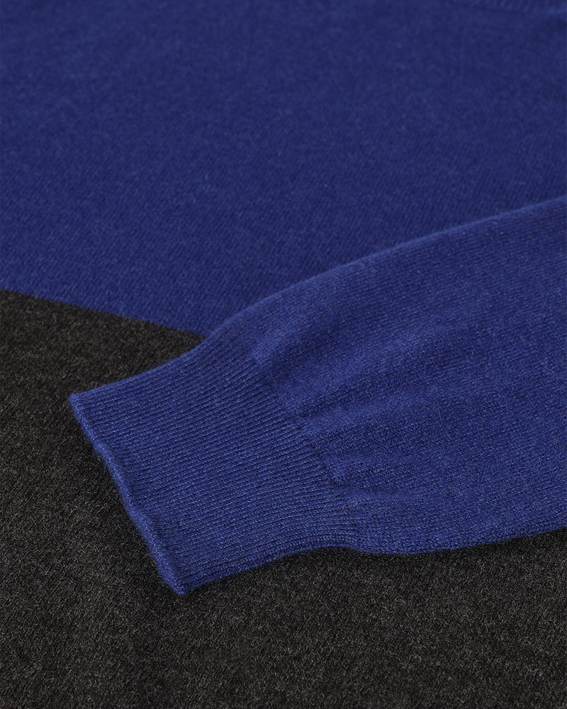 Shaded Grey & Blue Colour Block Cashmere Jumper 7