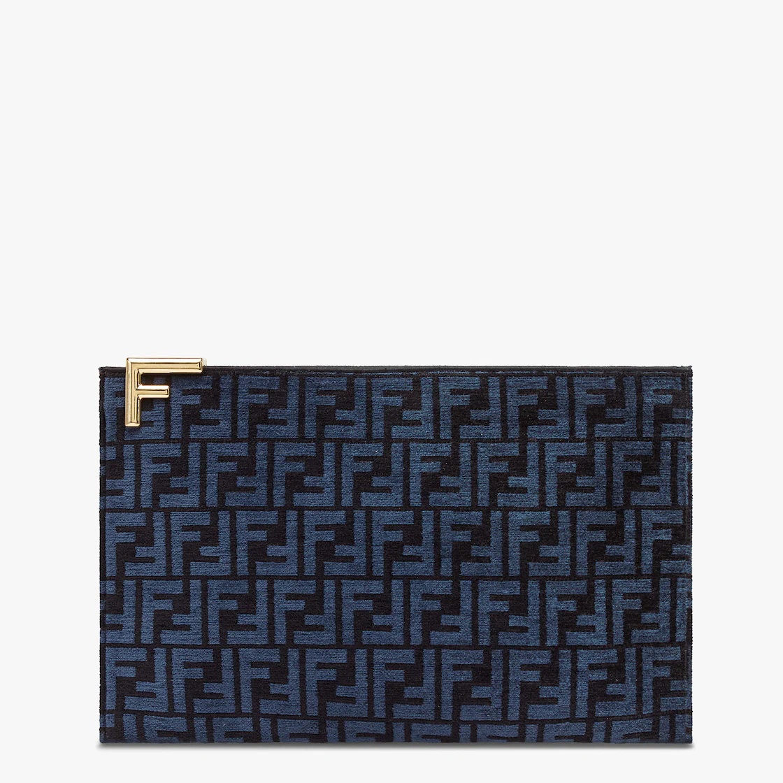 Black FF jacquard fabric pouch - 1
