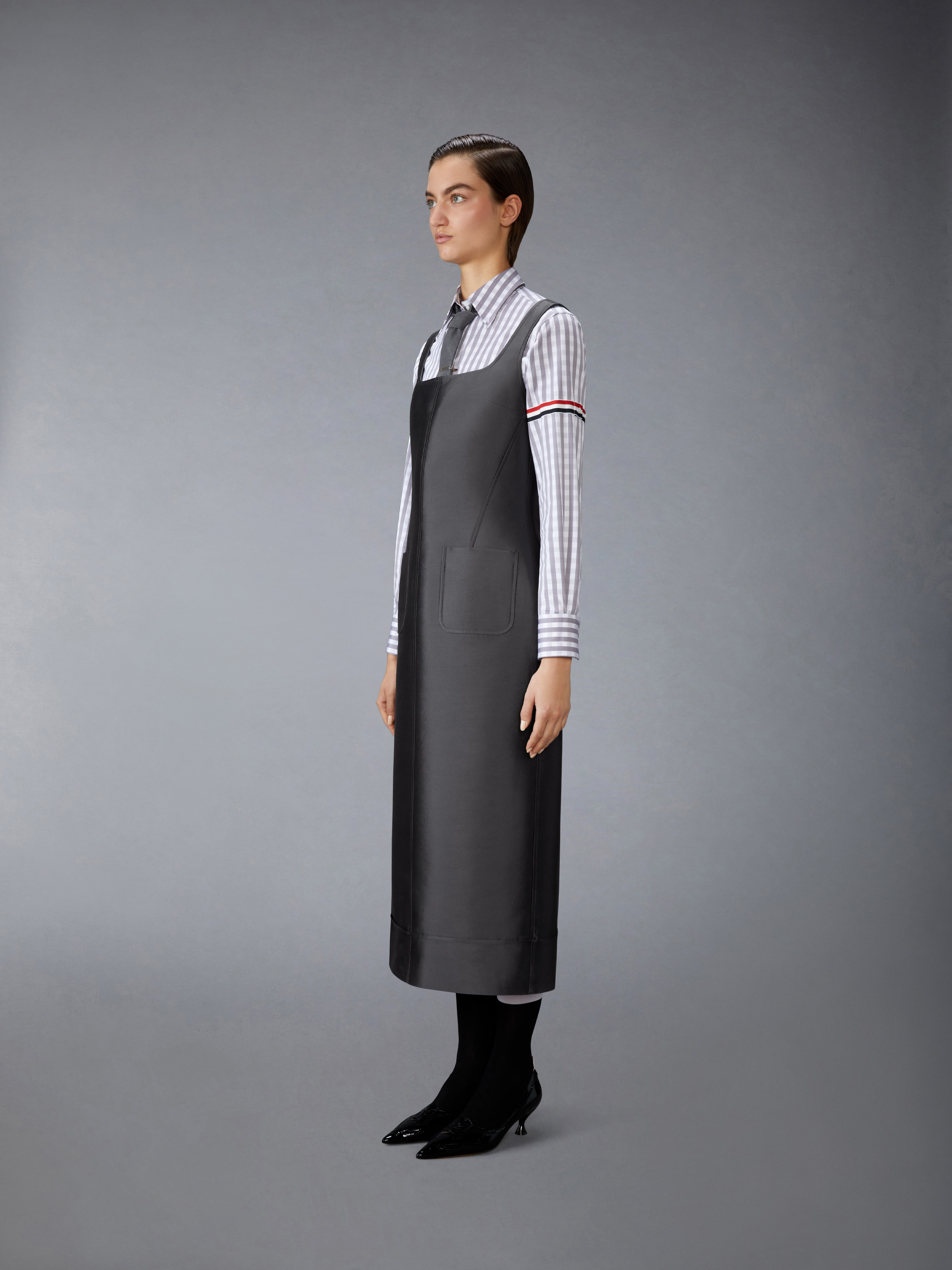 WOOL AND SILK SQUARE NECK COLUMN DRESS - 4