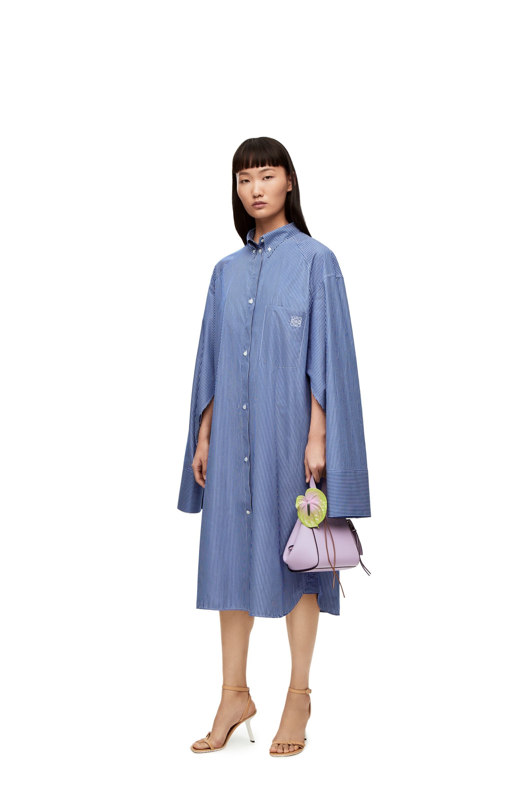 Elongated shirt dress in striped cotton poplin - 2