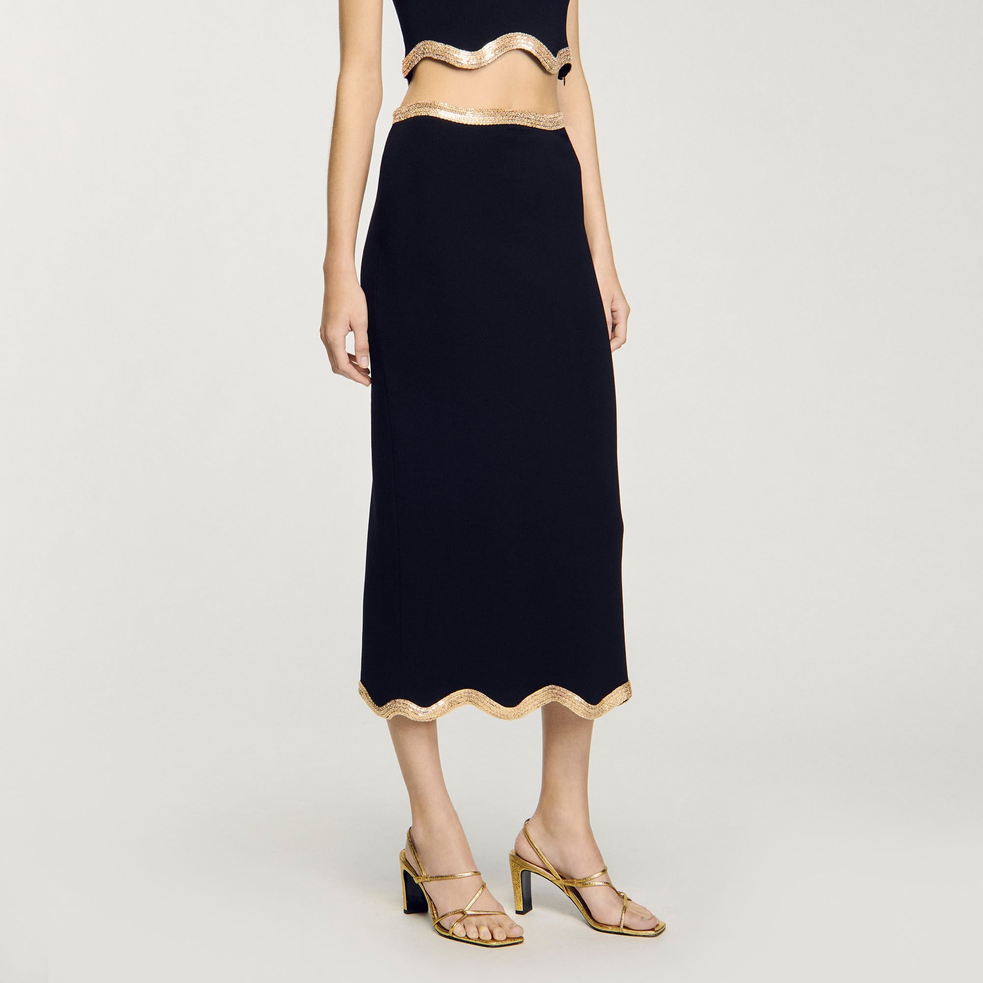 MAXI KNITTED SKIRT WITH CHAIN DETAIL - 4