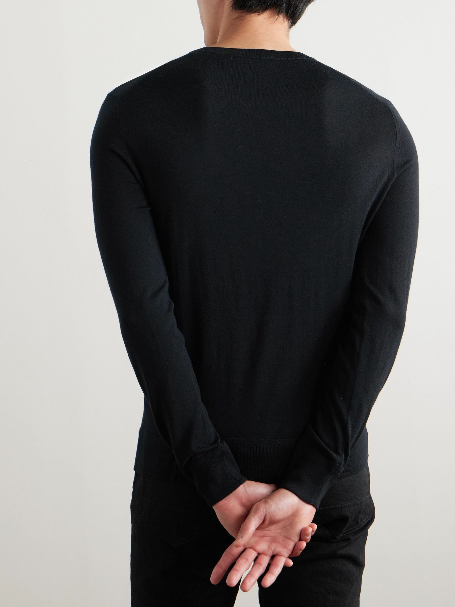 Slim-Fit Wool Sweater Black - 4
