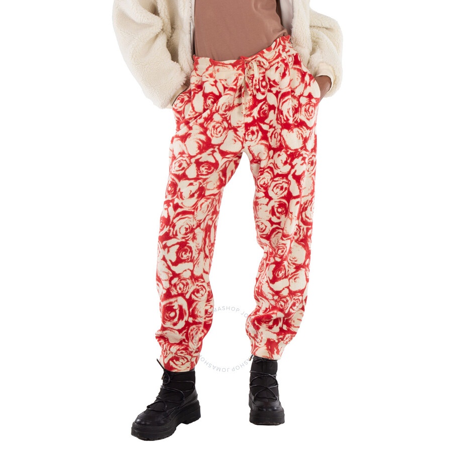 Burberry All Over Rose Print Wool Jogging Pants - 3